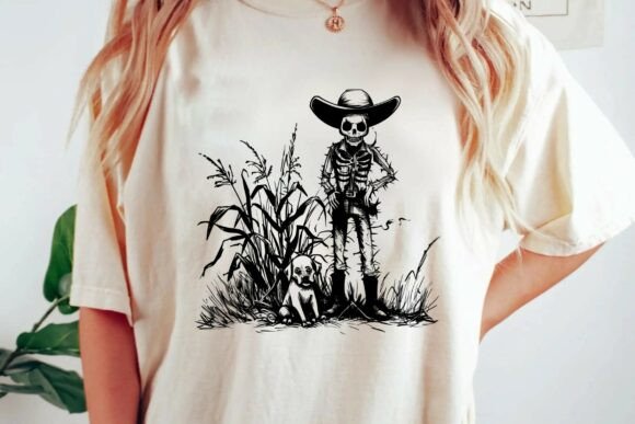 Download Vintage Horror Skeleton Cowboy Wild West Gothic Illustration PNG - Illustration Collection