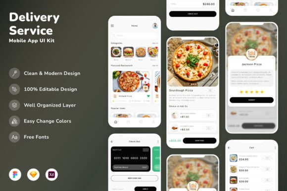 Download Delivery Service Mobile App UI Kit - Live Collection