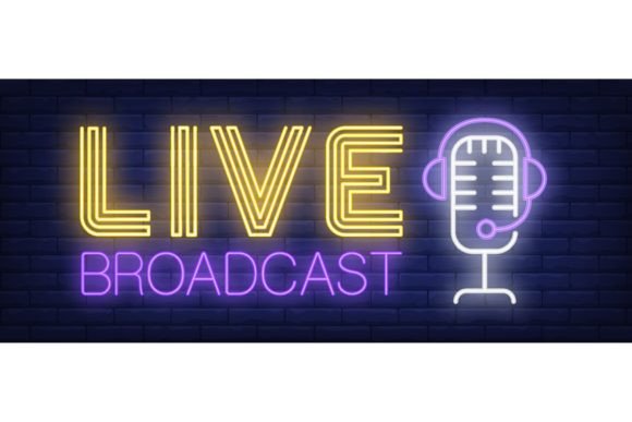 Download Live Broadcast Neon Sign. Headset and Mi - Live Collection
